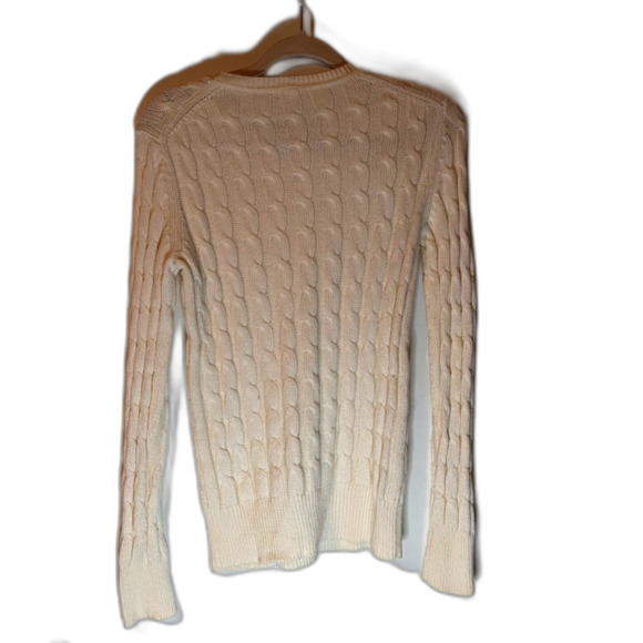 GAP Sweater SZ M Cream Cotton Cable Knit Crew Neck  Preppy Cozycore Normcore - Picture 4 of 6